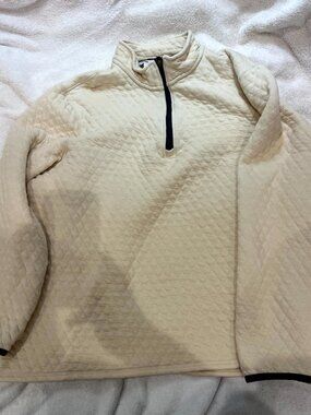 Lands End Quilted 1/4 Zip Pullover Size L Cream Color
